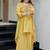 Elegant  yellow  crepe kurta palazzo set with embroidered yoke