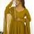 Ravishing Mustard Yellow Silk Anarkali Pant Suit With Sequins Dupatta