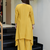 Elegant  yellow  crepe kurta palazzo set with embroidered yoke