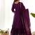 Attractive Purple Embroidered Chinon Wedding Wear Sharara Suit