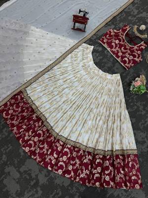 Off White Color Designer Jacquard Wedding Wear Trendy Lehenga Choli 4
