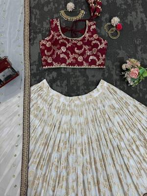 Off White Color Designer Jacquard Wedding Wear Trendy Lehenga Choli 5