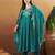 Elegant aqua blue embroidered  anarkali kurta set with dupatta & pant
