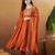 Elegant rust embroidered  anarkali kurta set with dupatta & pant