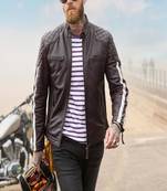 Men's genuine leather motorcycle jacket brown slim fit