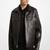 Men's genuine black  leather jacket classic zip up trucker biker style