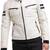 Men’s off-white leather biker jacket  slim fit moto style zip-up jacket with stripe detail