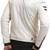 Men’s off-white leather biker jacket  slim fit moto style zip-up jacket with stripe detail