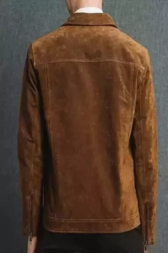 men's brown suede leather trucker jacket rugged trucker style