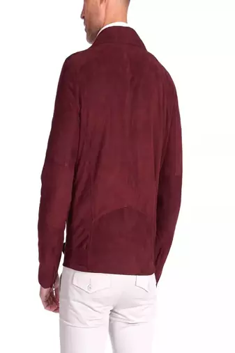 men's maroon suede leather jacket classic zip up style
