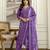 PurpleSilk blend  Beads Embroidery Sequence Work Kurta Pant with Dupatta