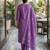 Purple Roman Silk Beads Embroidery Sequence Work Kurta Pant with Dupatta