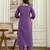 PurpleSilk blend  Beads Embroidery Sequence Work Kurta Pant with Dupatta