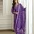 PurpleSilk blend  Beads Embroidery Sequence Work Kurta Pant with Dupatta