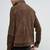Men's genuine suede leather trucker jacket tan/brown