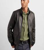 Men's genuine black leather biker jacket  classic cafe racer style