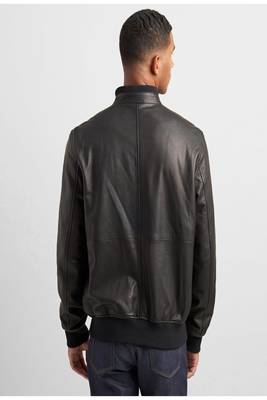men's black lambskin cafe racer jacket band collar racer style premium 2