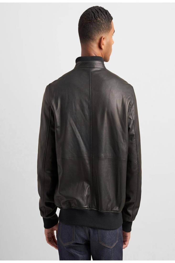 Men's genuine black leather biker jacket  classic cafe racer style