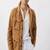 Men’s tan suede leather field jacket  classic button-up casual safari style coat