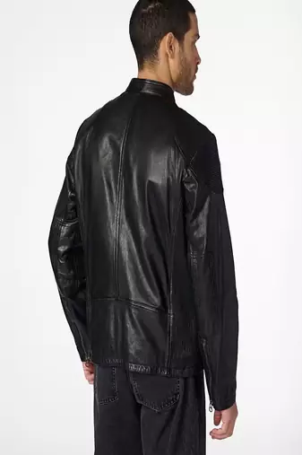 men's black lambskin leather biker jacket premium quilted design