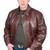 Men’s genuine leather jacket brown  classic zip-up casual biker style