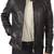 Men’s black genuine leather motorcycle jacket zip-up casual biker style