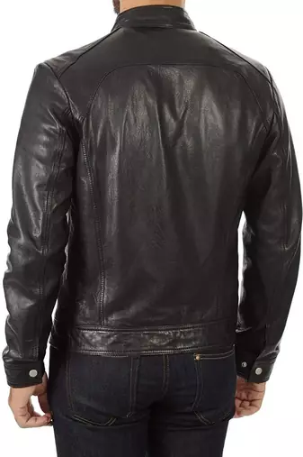 men's black lambskin leather biker jacket classic moto zip style premium pro