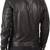 Men’s black genuine leather motorcycle jacket zip-up casual biker style
