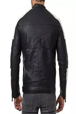 men's white lambskin leather biker jacket premium quilted design 2