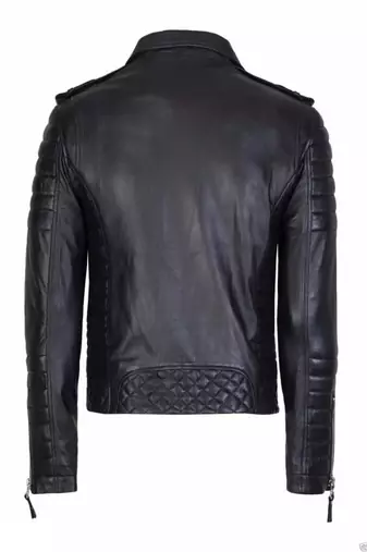 men's black lambskin cafe racer jacket band collar racer style exclusive