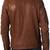 Men's brown leather genuine  leather biker jacket  cafe racer style