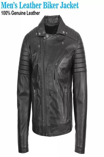 men's black lambskin cafe racer jacket band collar racer style modern