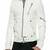 Men's off white genuine leather jacket motorcycle biker zipper buckle