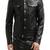 Men's genuine black leather biker jacket  button classic
