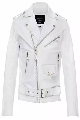 men's white lambskin leather biker jacket asymmetrical zip closure 1