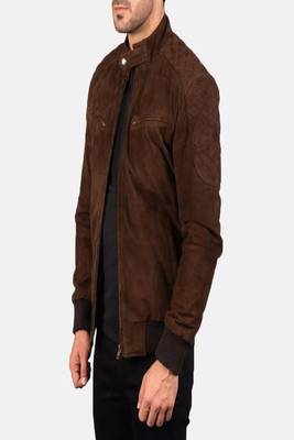 men's genuine suede leather jacket classic zip up style premium 1