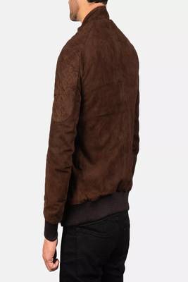 men's genuine suede leather jacket classic zip up style premium 2