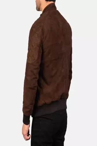 men's genuine suede leather jacket classic zip up style premium