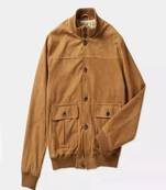 Men’s premium brown suede leather jacket casual smart button pocket