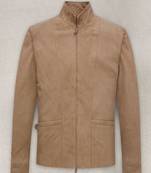 Men’s premium tan/brown suede leather  jacket casual smart pocket coat