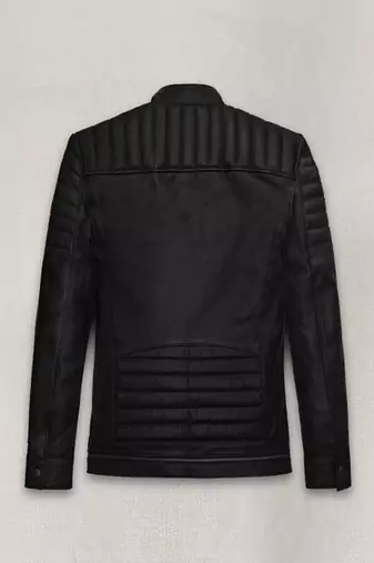 men's black lambskin cafe racer jacket band collar racer style stylish