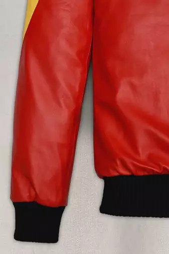 men's red lambskin cafe racer jacket band collar racer style