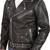 Men’s leather biker jacket  slim fit moto style zip-up buckle jacket