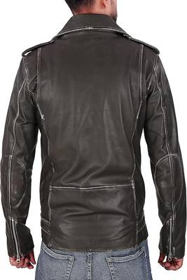 men's genuine lambskin leather biker jacket classic moto zip style authentic fine 2