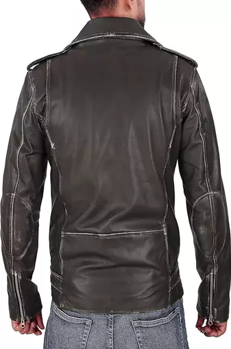 men's genuine lambskin leather biker jacket classic moto zip style authentic fine