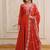 Red mal chanderi beads embroidered work silk blend stitched kurta & dupatta