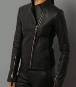 Women’s real soft lambskin leather jacket black motorcycle biker stylish slim fit