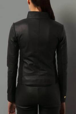 women's black lambskin leather biker jacket classic moto zip style stylish top grade 2