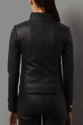 women's black lambskin leather biker jacket classic moto zip style stylish top grade