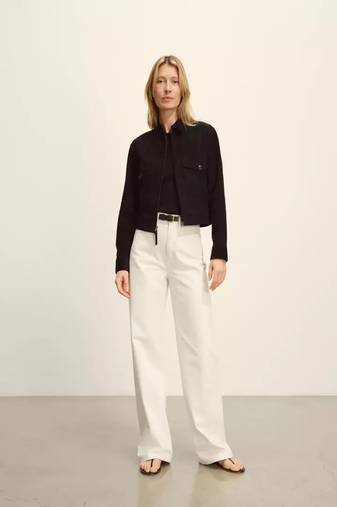 Women’s black suede leather cropped jacket genuine lambskin minimalist biker style